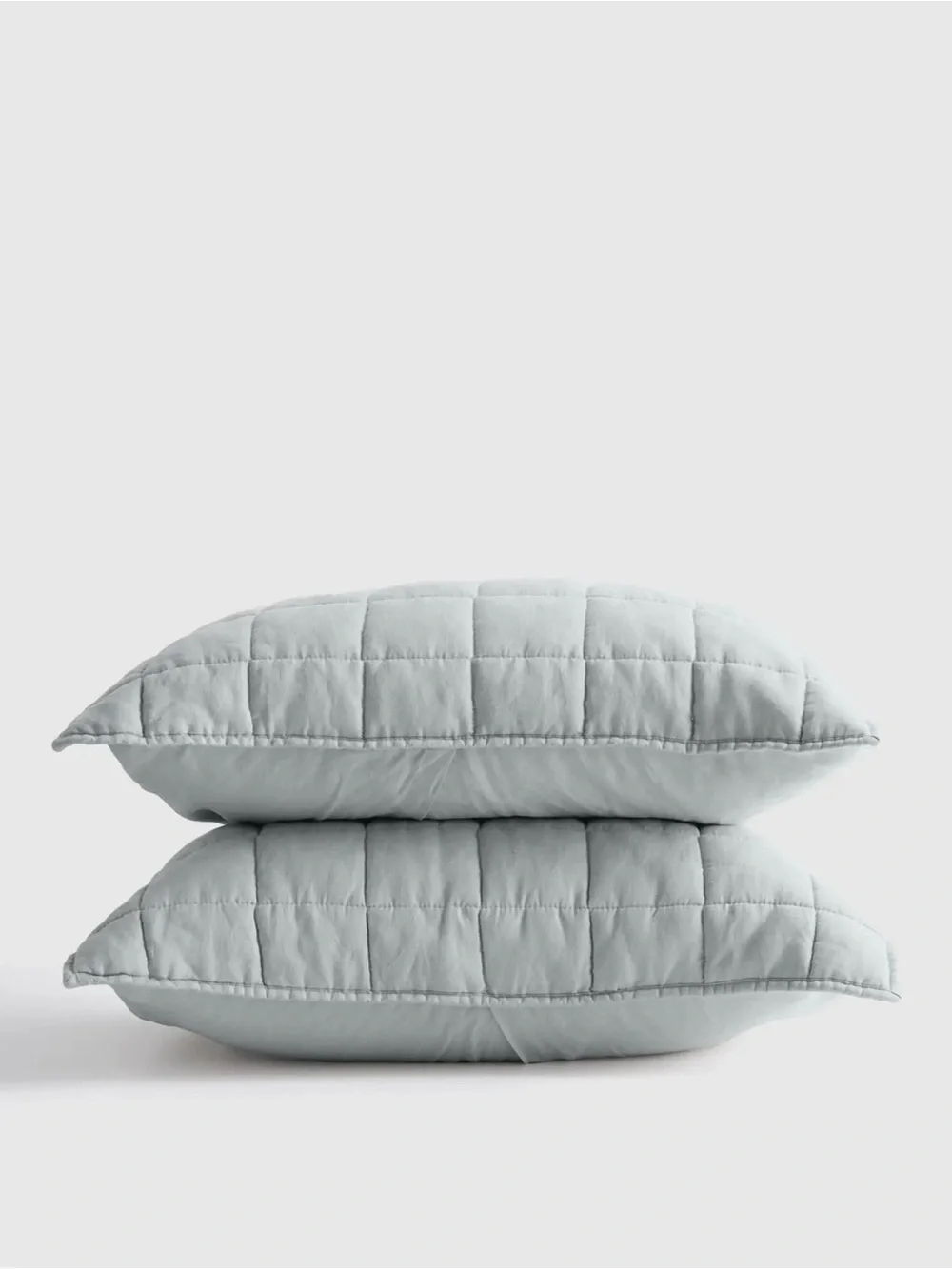 Quince European Linen Box Quilted Sham Set in Mist Standard